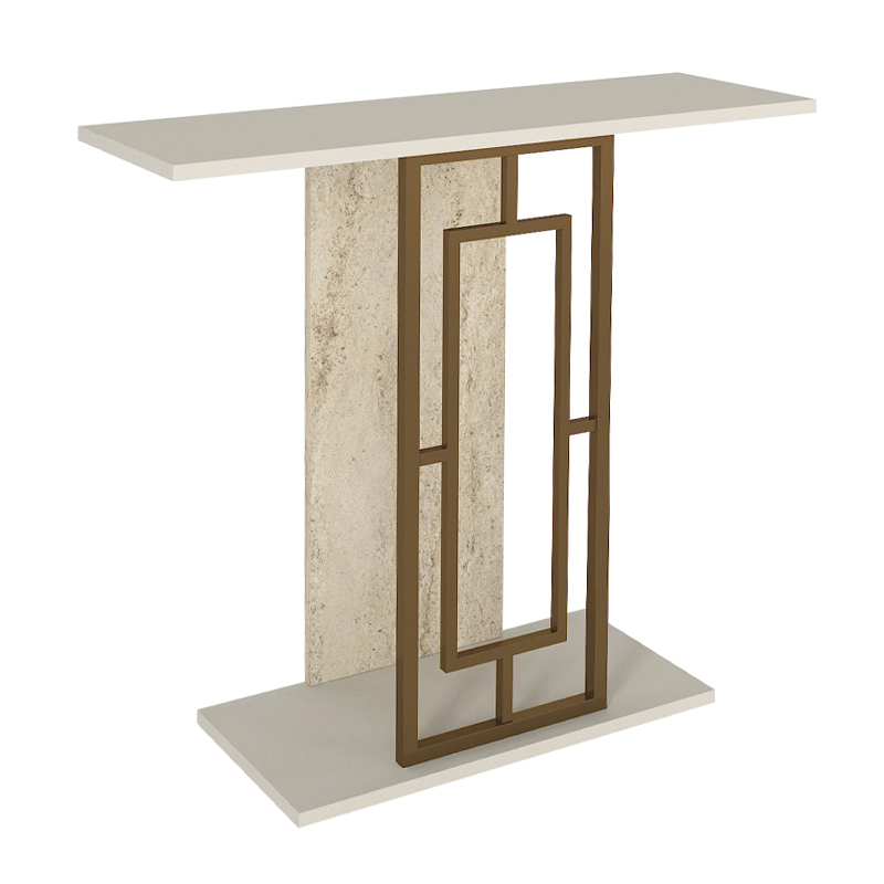 Alderas Megapap melamine dresuar in white - travertine - gold color 90x29.6x76.8cm.