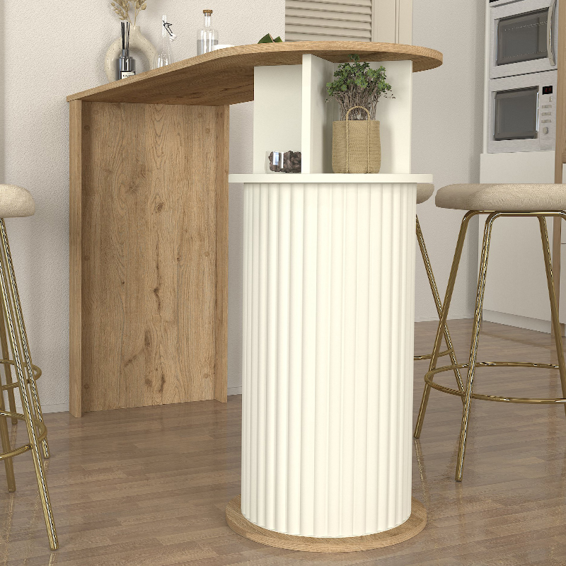 Bohema Megapap melamine bar table in sepet oak - ivory color 150x51.6x101.8cm.