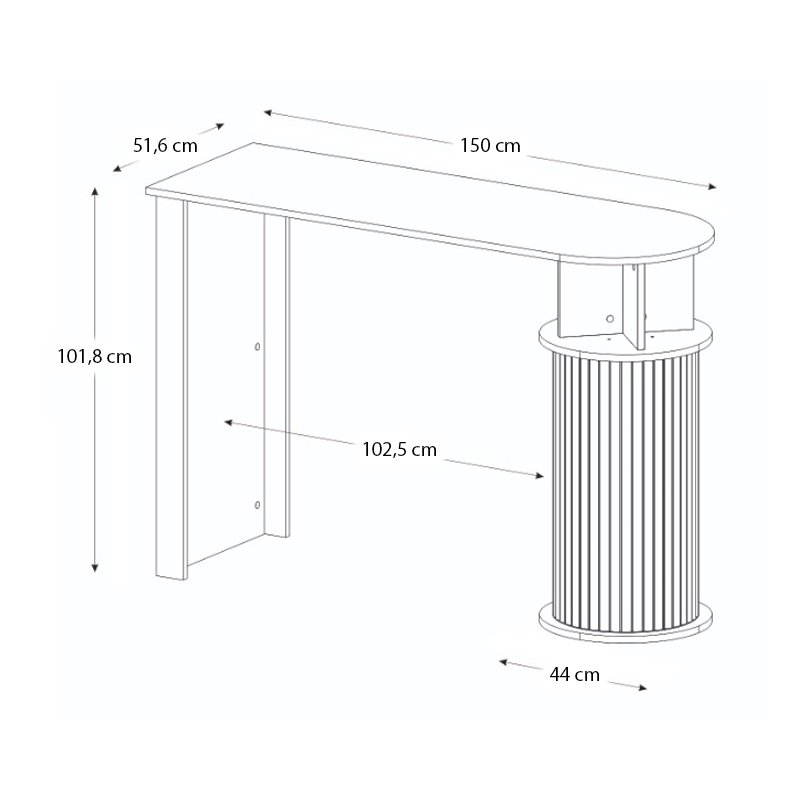 Bohema Megapap melamine bar table in sepet oak - ivory color 150x51.6x101.8cm.