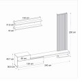 Σύνθεση τηλεόρασης Dumont Megapap χρώμα λευκό - sepet oak 240x36,8x200εκ.