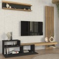 Dumont Megapap melamine tv unit in anthracite - sepet oak color 240x36.8x200cm.