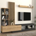 Vermont Megapap melamine tv unit in anthracite - sepet oak color 240x40x192cm.