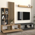 Vermont Megapap melamine tv unit in anthracite - sepet oak color 240x40x192cm.