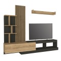 Vermont Megapap melamine tv unit in anthracite - sepet oak color 240x40x192cm.