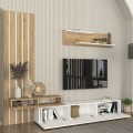 Rosaline Megapap melamine tv unit in white - sepet oak color 233x31.3x196.8cm.
