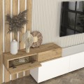Rosaline Megapap melamine tv unit in white - sepet oak color 233x31.3x196.8cm.