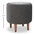 Liza Megapap fabric stool in grey color 40x40x42cm.