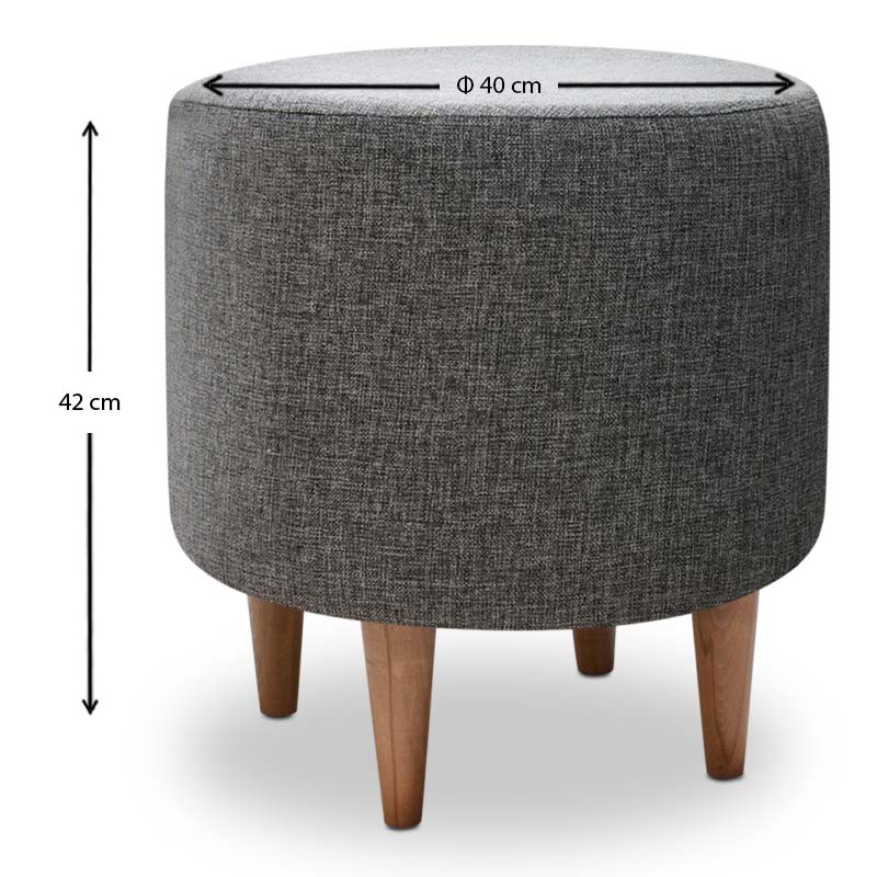 Liza Megapap fabric stool in grey color 40x40x42cm.