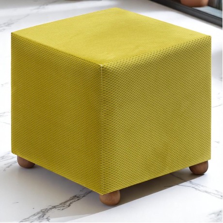 Ranma Megapap fabric stool in olive color 40x40x40cm.
