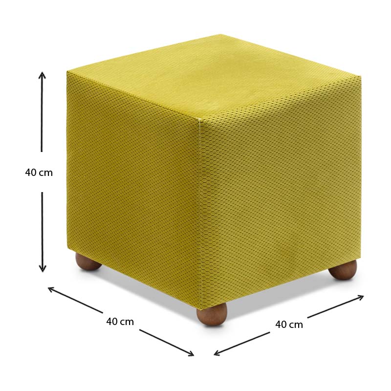 Ranma Megapap fabric stool in olive color 40x40x40cm.