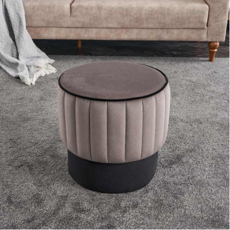 Rose Megapap velvet stool in grey color 40x40x40cm.