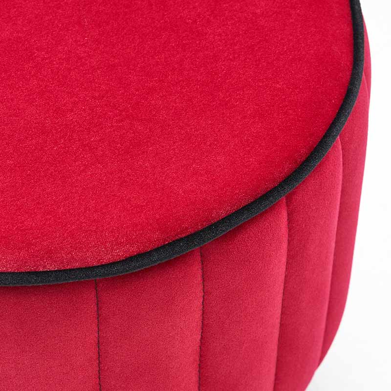 Rose Megapap velvet stool in red color 40x40x40cm.