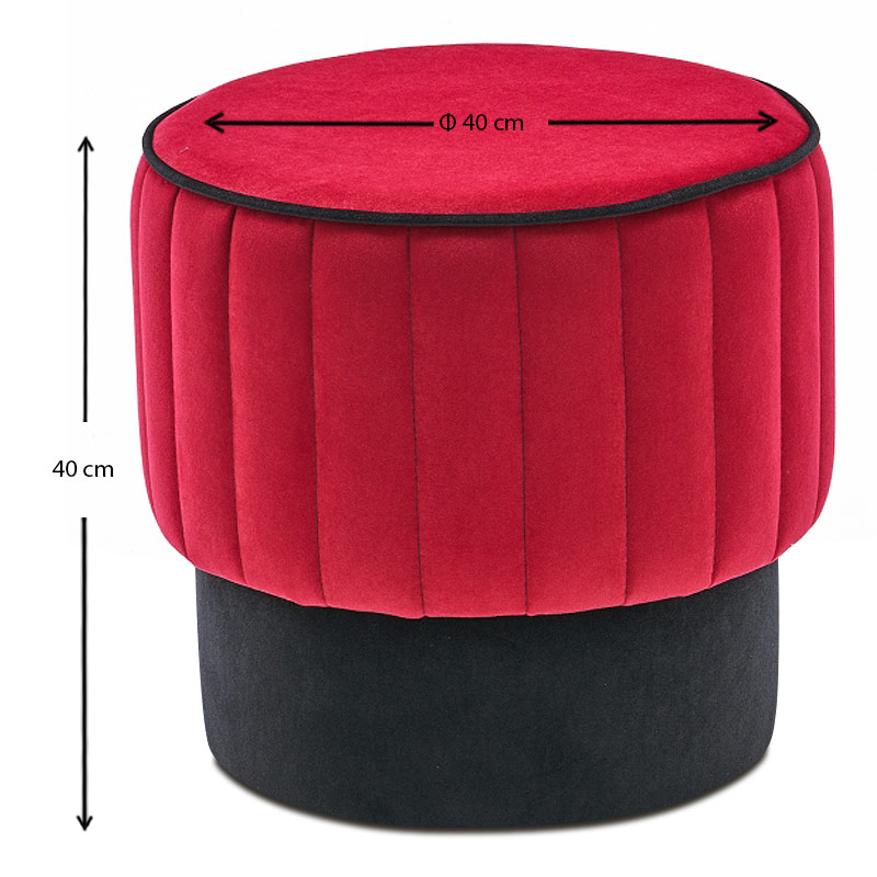 Rose Megapap velvet stool in red color 40x40x40cm.
