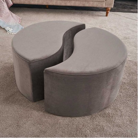 Alis Megapap velvet stool in light grey color 80x80x40cm.