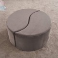 Alis Megapap velvet stool in light grey color 80x80x40cm.