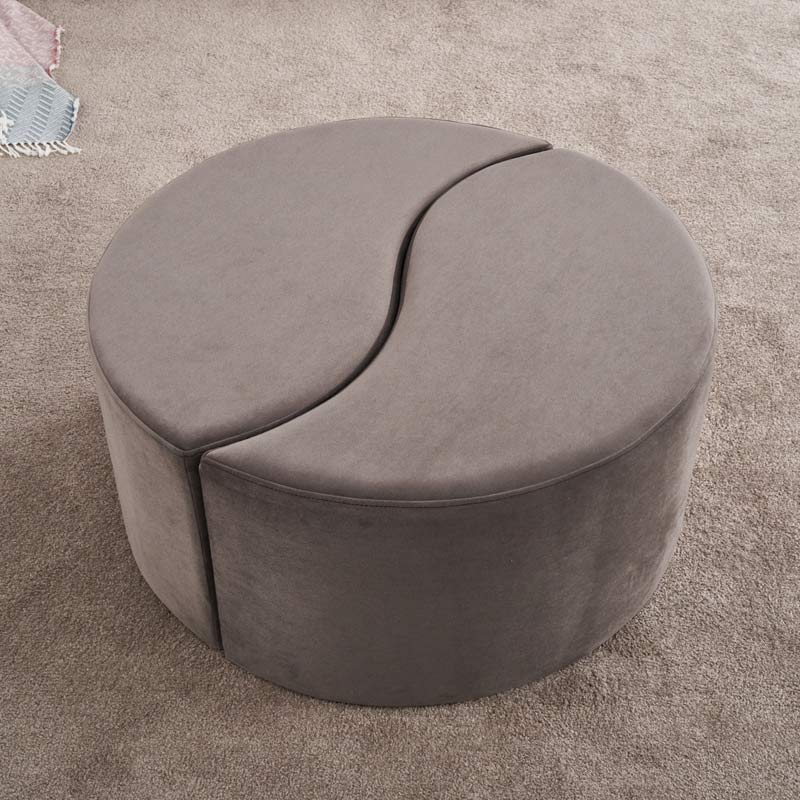 Alis Megapap velvet stool in light grey color 80x80x40cm.