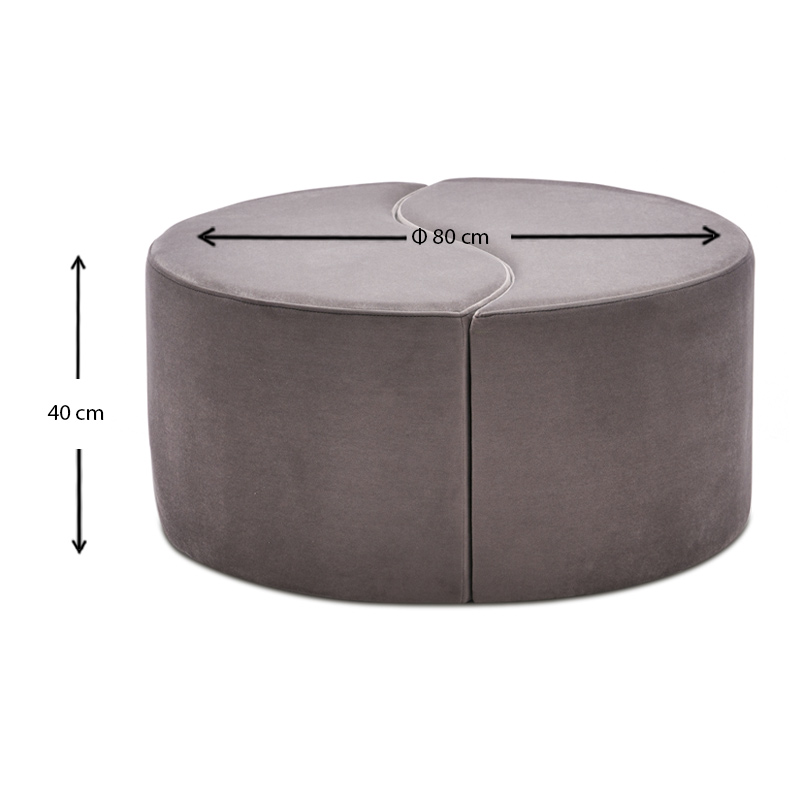 Alis Megapap velvet stool in light grey color 80x80x40cm.