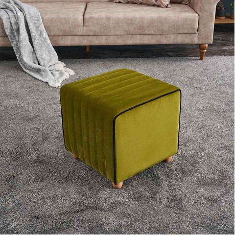 Mona Megapap velvet stool in green color 40x40x40cm.