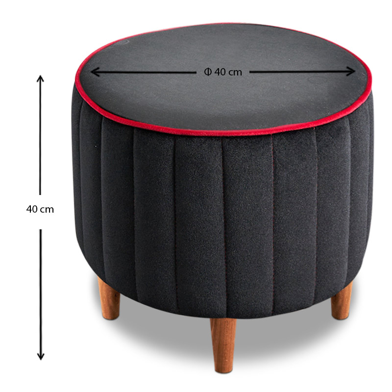 Lindy Megapap velvet stool in black color 40x40x40cm.