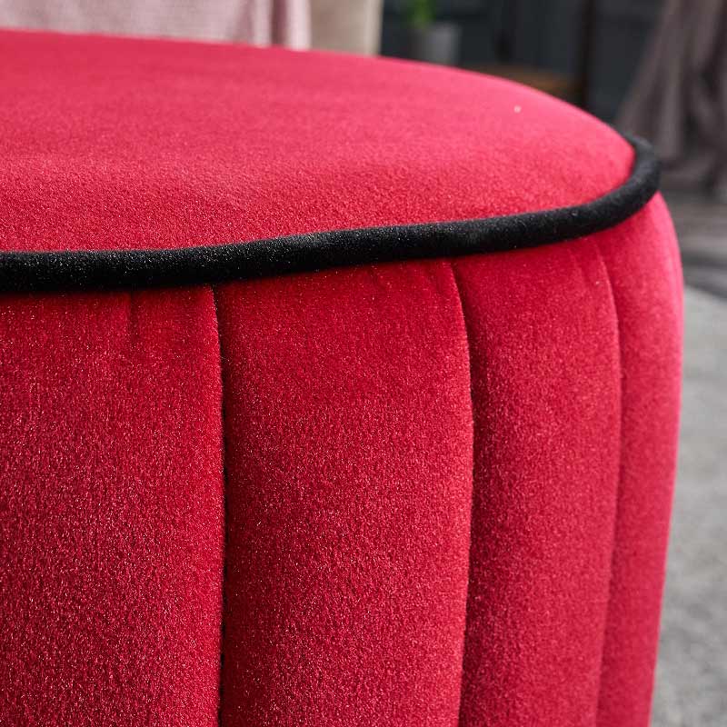 Lindy Megapap velvet stool in red color 40x40x40cm.