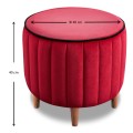 Lindy Megapap velvet stool in red color 40x40x40cm.