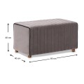 Mabel Megapap velvet stool in grey color 80x40x40cm.