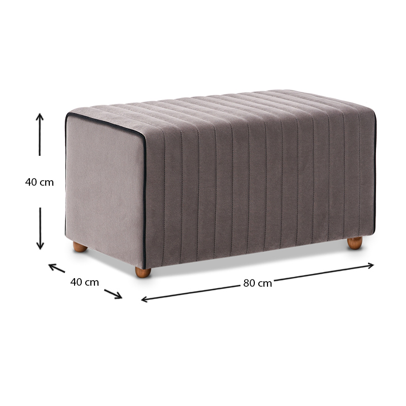 Mabel Megapap velvet stool in grey color 80x40x40cm.