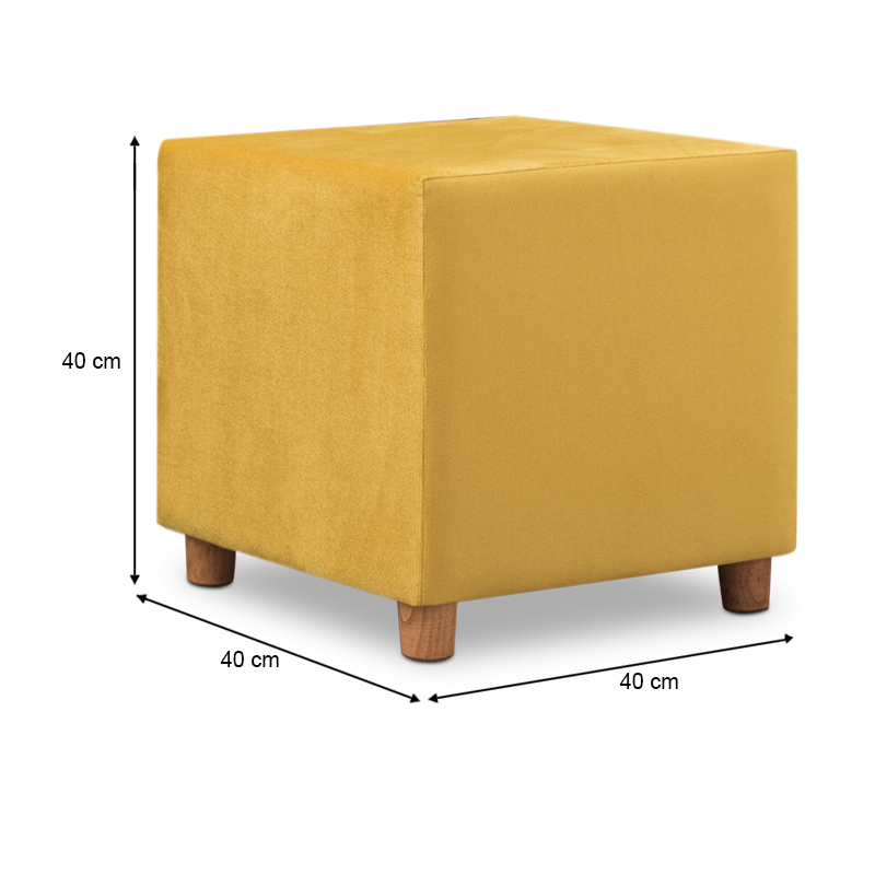 Daisy Megapap fabric stool in yellow color 40x40x40cm.
