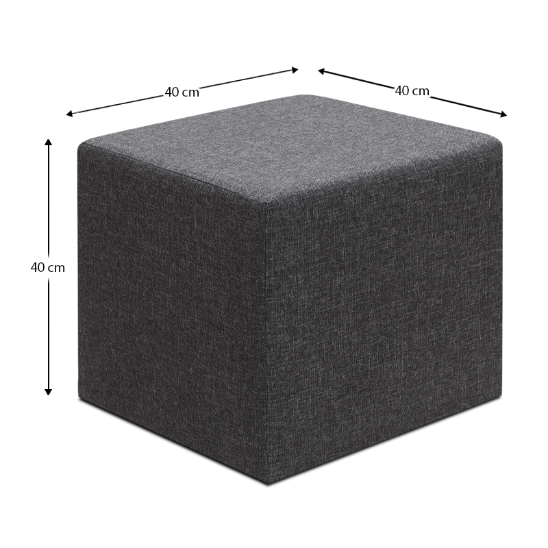Linda Megapap fabric stool in anthracite color 40x40x40cm.