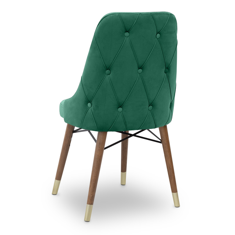 Venus Megapap dining chair velvet color dark green - walnut/gold legs 53x48x95cm.