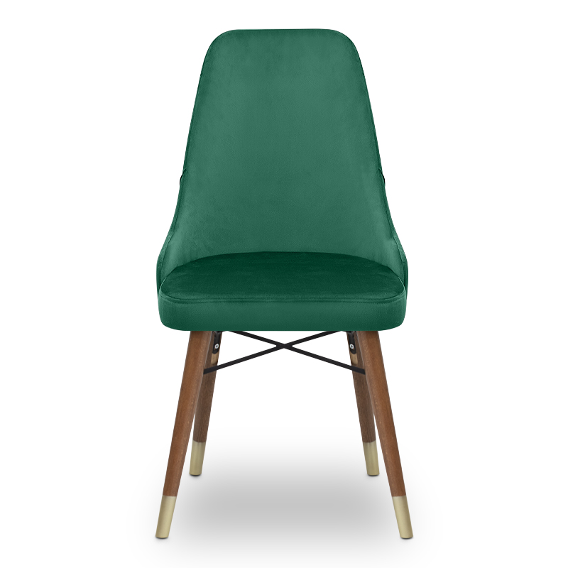 Venus Megapap dining chair velvet color dark green - walnut/gold legs 53x48x95cm.