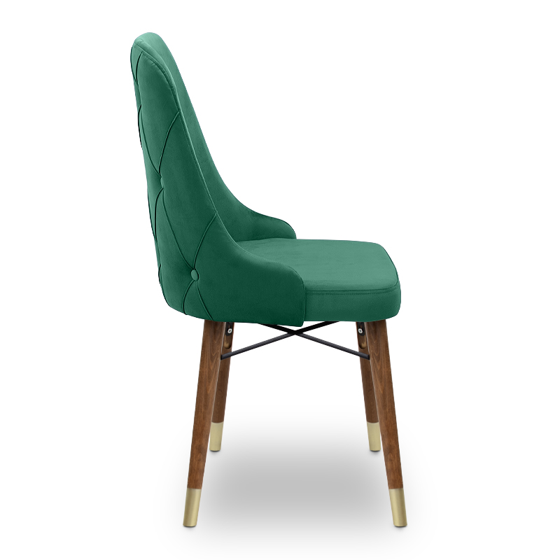 Venus Megapap dining chair velvet color dark green - walnut/gold legs 53x48x95cm.