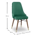 Venus Megapap dining chair velvet color dark green - walnut/gold legs 53x48x95cm.