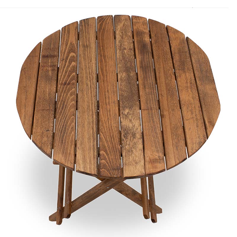 Queen Megapap foldable table by beech wood in walnut color Ø60x75cm.