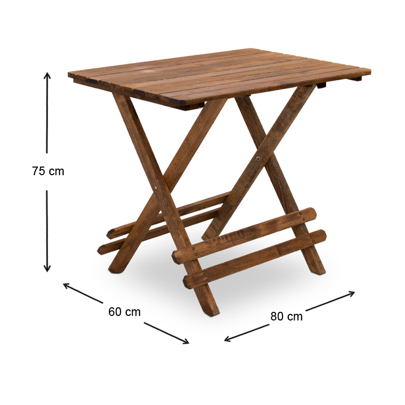 Queen Megapap foldable table by beech wood in walnut color 80x60x75cm.