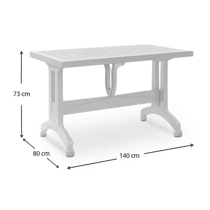Callan Megapap polypropylene table in white color 140x80x73cm.