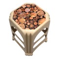 Desia Megapap polypropylene stool in beige color 37x37x45cm.