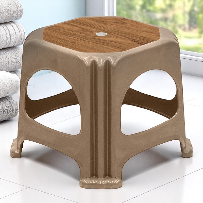 Desia Megapap polypropylene stool in beige color 35x35x32cm.