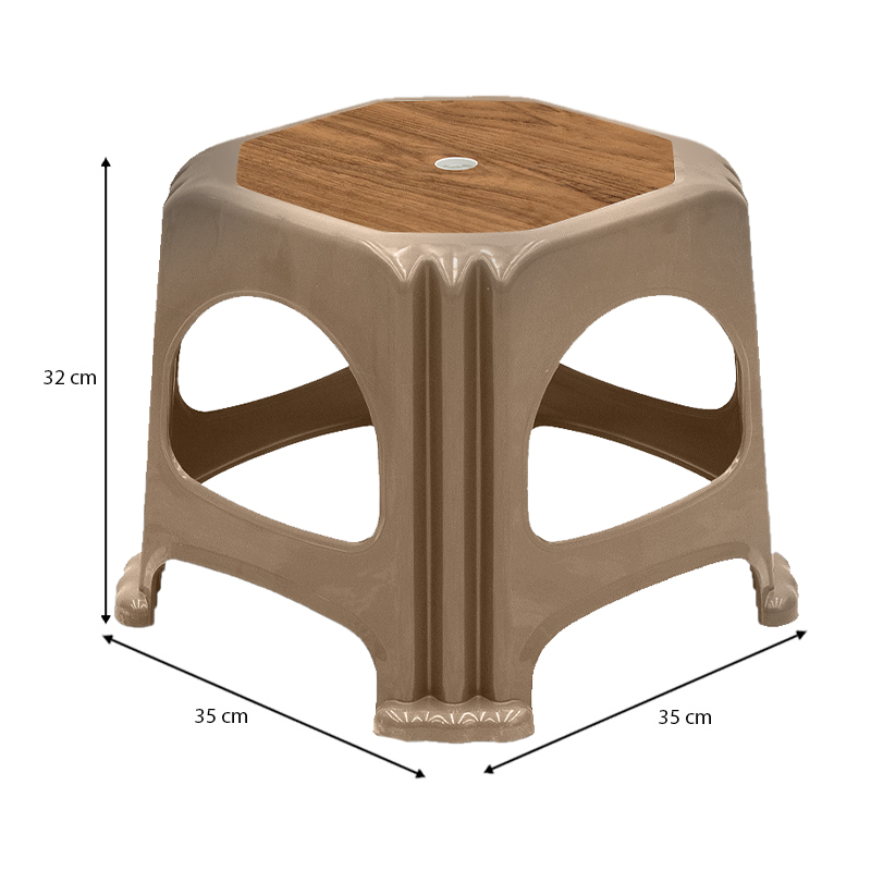 Desia Megapap polypropylene stool in beige color 35x35x32cm.