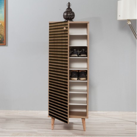 Soho Megapap melamine shoe cabinet in sonoma color 50x38x135cm.