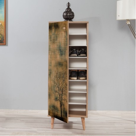 Soho Megapap melamine shoe cabinet in sonoma color 50x38x135cm.
