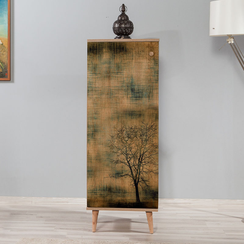 Soho Megapap melamine shoe cabinet in sonoma color 50x38x135cm.