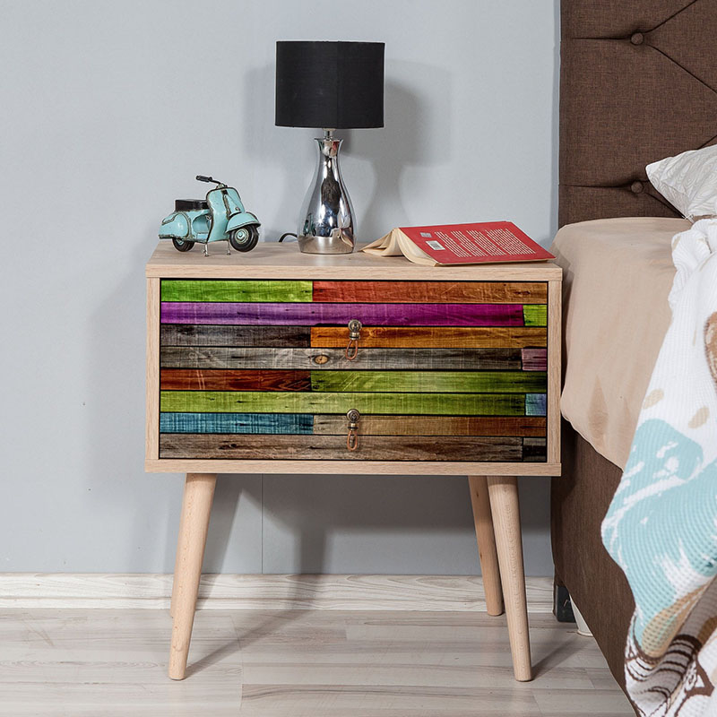 Soho Megapap melamine nightstand in sonoma color 60x40x61cm.