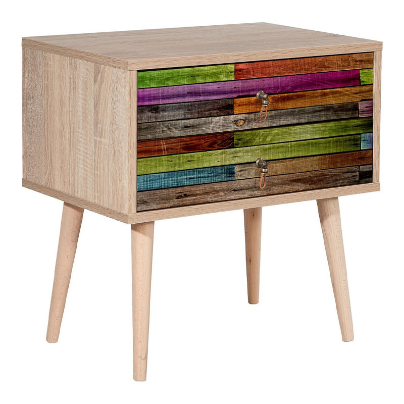 Soho Megapap melamine nightstand in sonoma color 60x40x61cm.