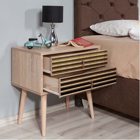 Soho Megapap melamine nightstand in sonoma color 60x40x61cm.