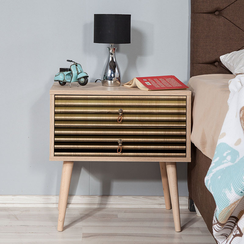 Soho Megapap melamine nightstand in sonoma color 60x40x61cm.
