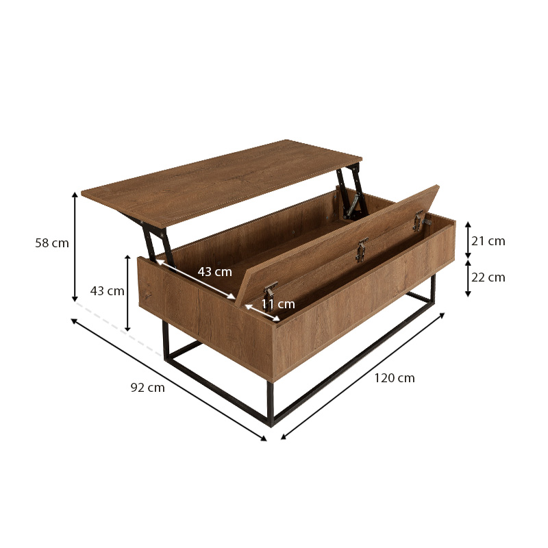 Amedeo Megapap melamine coffee table in walnut color 120x60x43cm.