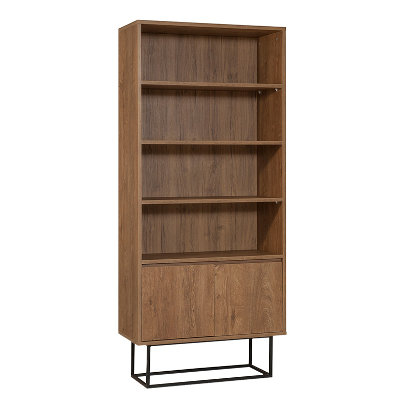Amedeo Megapap melamine bookcase in walnut color 80x36x182cm.