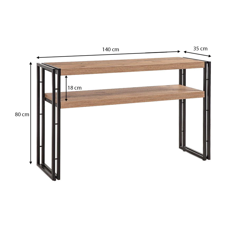 Console Atlas Megapap metal - melamine color atlantic pine 140x35x80cm.