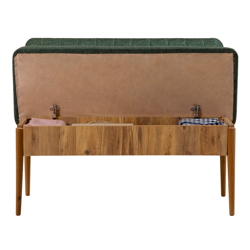 Two-seater sofa - Alden Megapap melamine bench - green fabric 110x40x85cm.